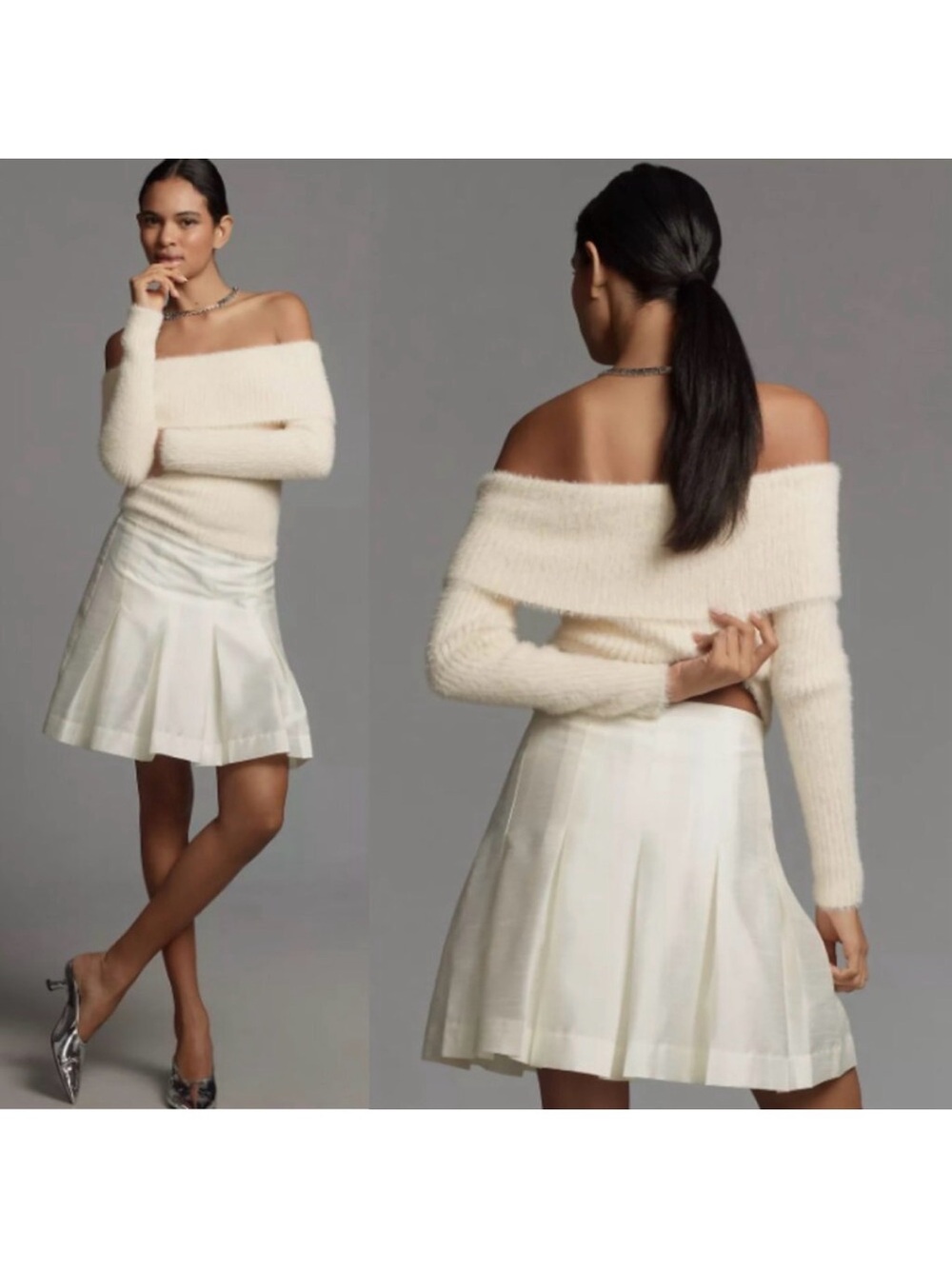 Anthropologie Maeve Pleated Taffeta Mini Skirt NWT in White 12